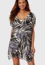 Anne Cole Easy Tunic Swim Cover-up Loose Fit Black White Women's XS / S NWT