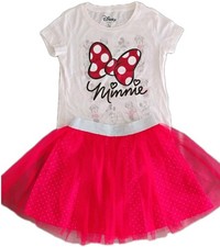    Disney Minnie Mouse Girls Large Red Tutu Skirt  Shirt 2-Piece Outfit Set