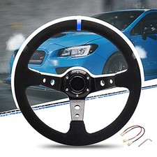 14" 350mm Deep Steering Wheel,Dish 6 Bolt with for Sport Racing Steering Blue