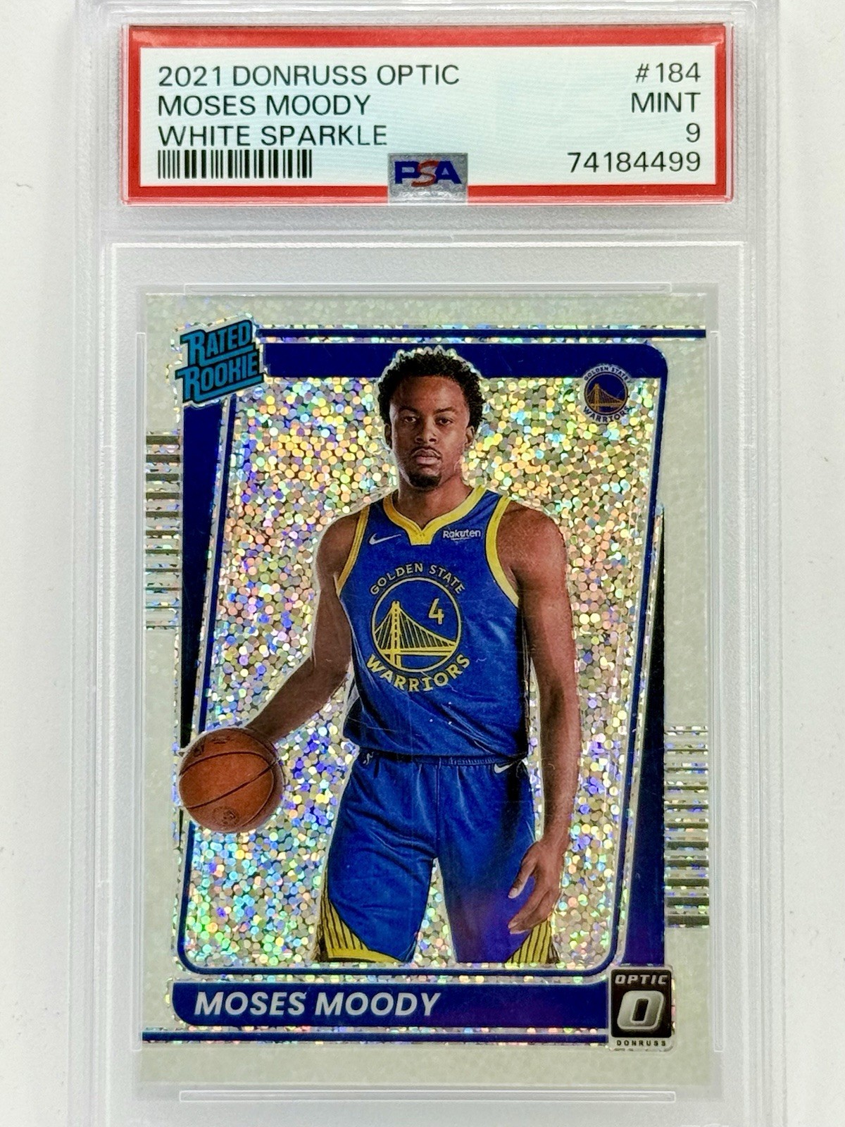 2021 Panini Donruss Optic Rated Rookie White Sparkle Prizm #184 Moses Moody SSP