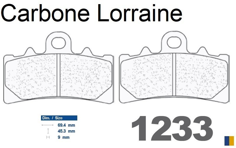 Plaquettes de frein Carbone Lorraine 1233 XBK5 en métal fritté pour moto