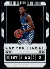 2020-21 Panini Contenders Draft Picks Campus Ticket De'Aaron Fox Kentucky