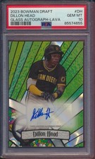 PSA 10 DILLON HEAD AUTO 2023 Bowman Chrome Draft GLASS Lava SP #D 75/57 RC