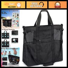 Large Mesh Beach Bag for Women - Sandproof Pool Tote with Zipper Pocket, Travel