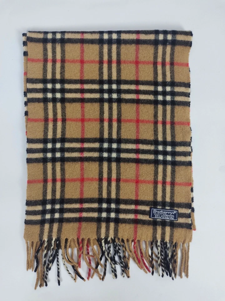 博柏利正品复古 Nova Check 骆驼 100% 羊绒冬季围巾围巾 — 第 3/4 张图片