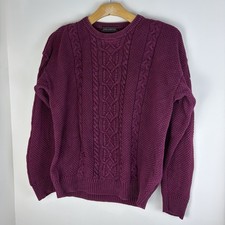 Vintage John Ashford Cable Knit Sweater Men s Size XL Maroon Textured Pullover