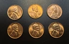 Uncirculated Lincoln Cents- Lot Of 6 Wheat Pennies-1940's And 1950's