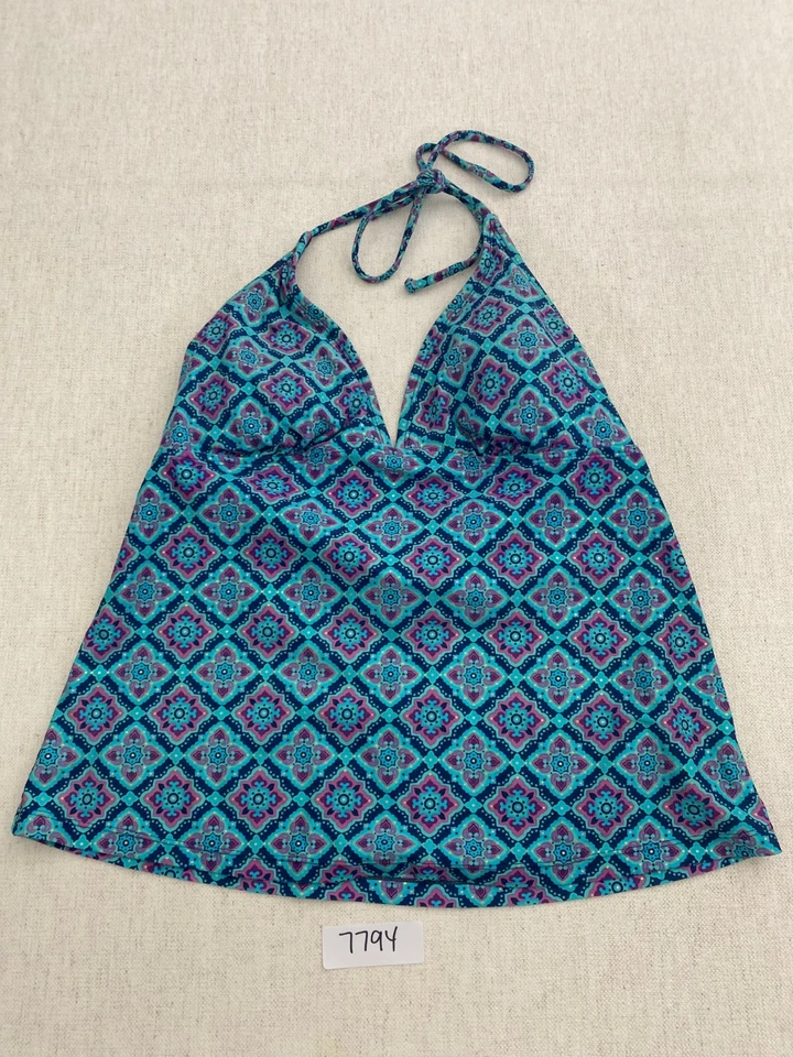 Converse One Star Tankini Top & Bottom Set Womens XL/Large Blue Print Tie Up - Image 2 of 4