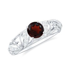 1 Ctw Round Shape 5mm Garnet 925 Sterling Silver Solitaire Ring Mothers Day