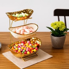 3 Tier Gold Large Fruit Bowl