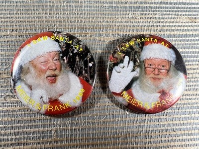 Vintage I Saw Santa Claus At Meier & Frank Store Pinback 1988 1989 Lot Christmas