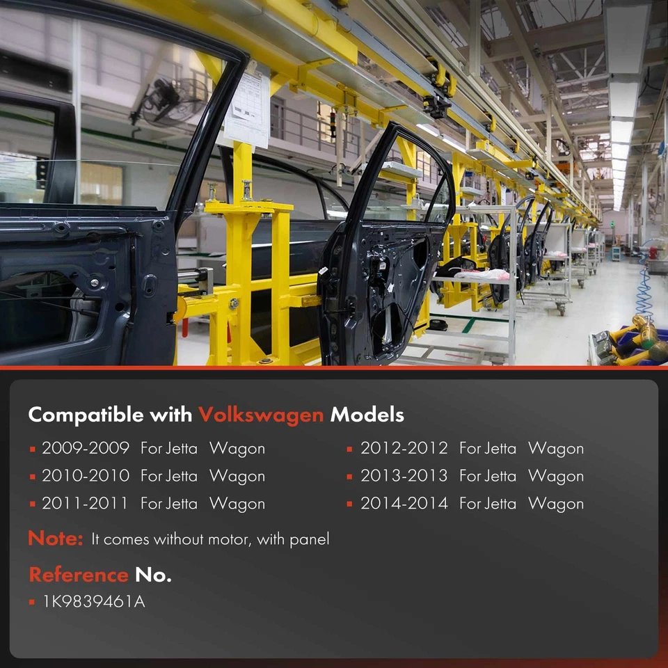 Rear Left Side Power Window Regulator with Panel for Volkswagen Jetta 2009-2014 - Image 2 of 4