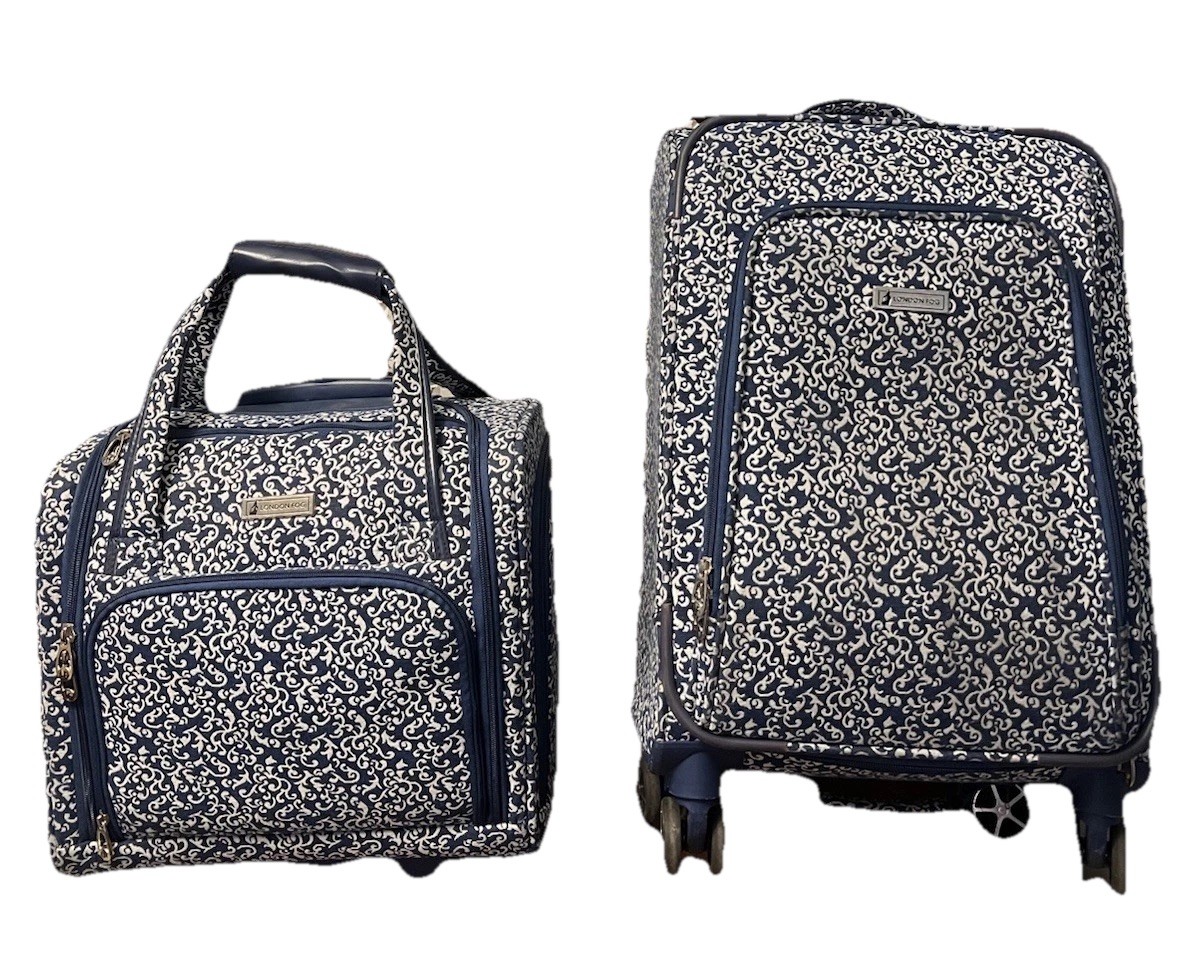Pair Under Seat Bag And Carry On 15 Inch Knit Exterior Blue