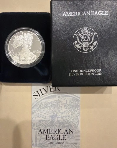 1996 P American Eagle One Ounce Proof Silver Bullion Coin Box & COA