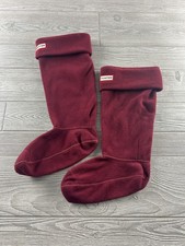Hunter Women Original Mid Calf Fleece Welly Boot Socks Maroon Size Large