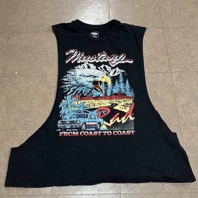 Ford Mustang Eagle Graphic Muscle Tank Top Black Size Large