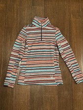Spyder Savona 1/4 Zip T-Neck Pullover Womens 8 Rainbow Chevron Stripe