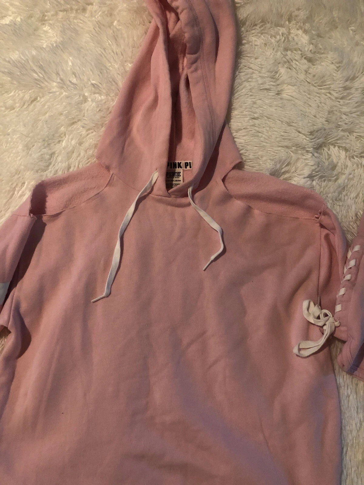 UNDERCOVER Felpa con cappuccio Victoria's Secret ROSA spalle aperte e pantaloncini abbinati XS