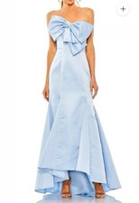 Mac Duggal Powder Blue Bow Strapless Satin Mermaid Gown Size 10 $398