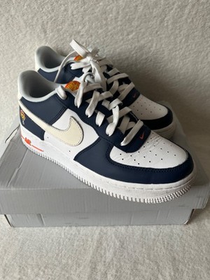 Nike Air Force 1 Low LV8 UV Reactive Kinder UK 5 Sneaker Navy Weiß FN7239-410