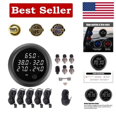 CNRAQR Five Display Air Suspension Gauge Air Ride Air Pressure Gauge 2Inch 0-