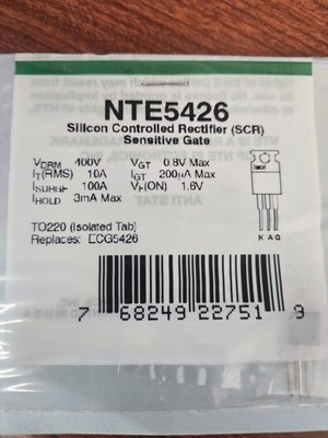 NTE5426 Silicon Controlled Rectifier (SCR) Sensitive Gate