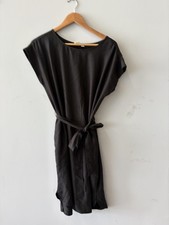Gap Dress Womens S Black Soft Shift Belted Boat Neck Cap Sleeve Knee Length