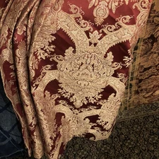 CROSCILL Carlisle Red And Gold Pole Top Curtain Pair 2 Panels 54x108 Rare