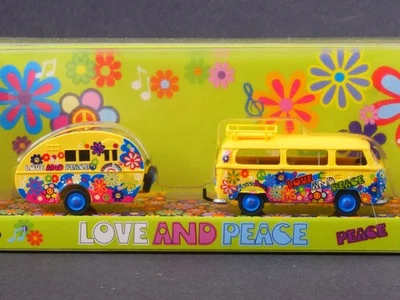 Wiking 031573 Volkswagen VW T2 Bus Wohnwagen Flower Power wie NEU! OVP 1706-30-6 - Bild 1 von 3
