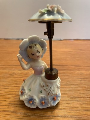 Vintage Early 1950s Lady Perfume Bottle Girl w/ Umbrella Spray Atomizer 5  READ!