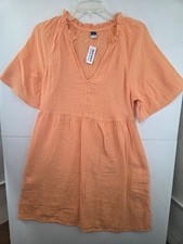 Old Navy Small Split-Neck Crinkle Gauze Mini Swing Dress NWT Blossom Petal