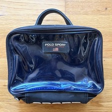 Vintage 90s Polo Sport Ralph Lauren Blue Clear Transparent Vinyl Purse Bag