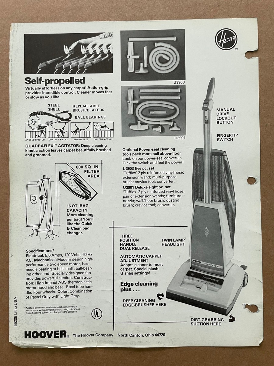 Vintage HOOVER CO N. Canton OH Brochure Pamphlet Vacuum Cleaner