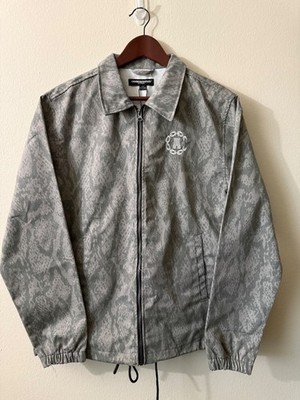 Crooks & Castles Men's M Gray Snake Print Full Zip Coach Jacket