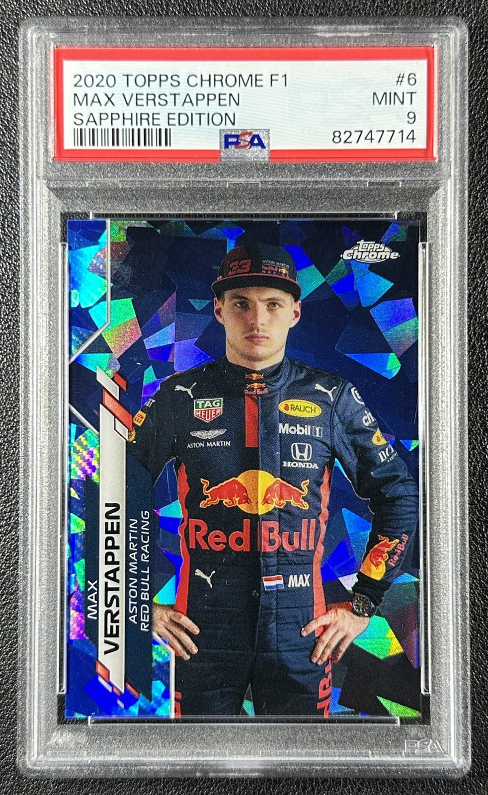 MAX VERSTAPPEN PSA 9 2020 TOPPS CHROME SAPPHIRE REFRACTOR F1 #6 PORTRAIT 7714