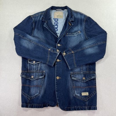 Pepe Jeans Sport Coat Mens 2XL Blue Denim Utility Pockets Casual Blazer Jacket