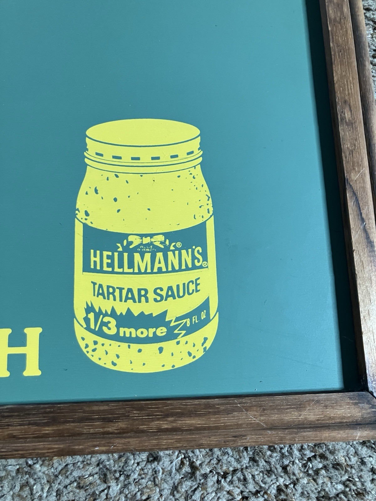VTG Hellmans Tartar Sauce Catch of the Day Seafood Chalkboard Sign Fishing Bar