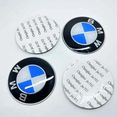 4 Coprimozzo Adesivi Logo alluminio BMW 65mm M Z X Serie 1 2 3 5 6 7