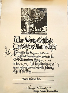 WWI 1919 U.S. MARINE CORPS USMC SERVICE CERTIFICATE