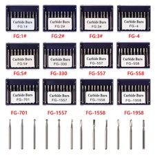 10Pcs/box Dental Carbide Burs for High Speed Handpiece Round Cone Bur Diamond FG