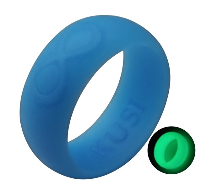 Band Perfect for Fitness Glow in the Dark Blue Silicone Wedding Rings for Women