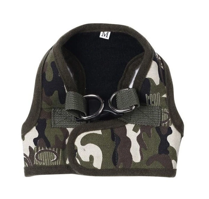 Dog Harness Vest, Soft No Pull Adjustable, Green Camo Print, Medium Large