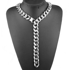 19mm 24" Silver Heavy Men's Chain 316L Stainless Steel CURB Cuban Link Necklace