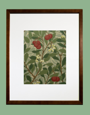 William Morris Arbutus Thyme Coral Vintage Wallpaper Sample Framed Print