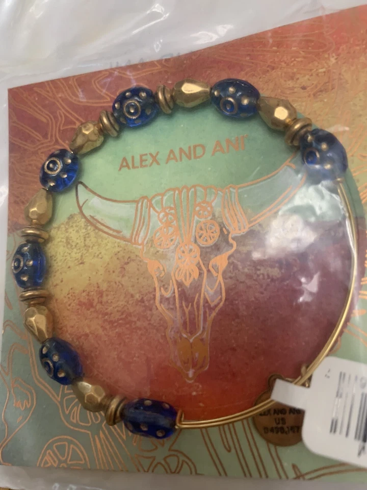 Brazalete Brazalete Alex and Ani Radiance Azul Oro Rafaeliano Nuevo en Paquete Foto 2 de 3