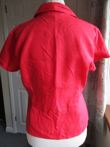 Debenhams - Red, short sleeve 100% linen, shirt - Size UK16/EU44 - Picture 6 of 10