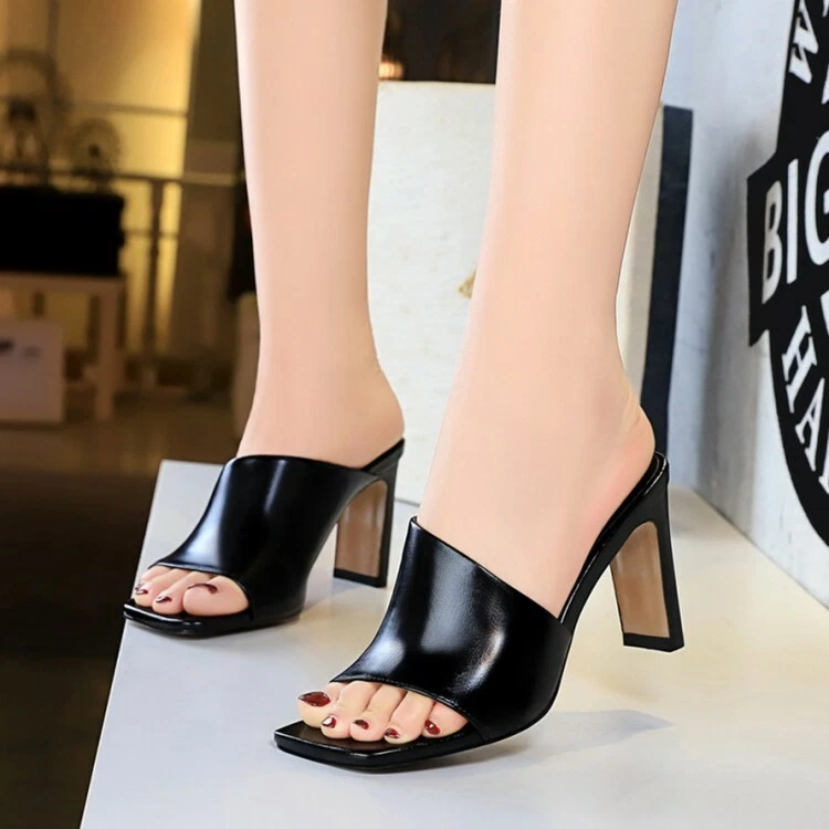 Ladies high 2025 heeled mules