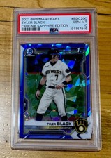 2021 Bowman Draft Chrome Tyler Black Sapphire Rookie #BDC200 RC PSA 10 Brewers