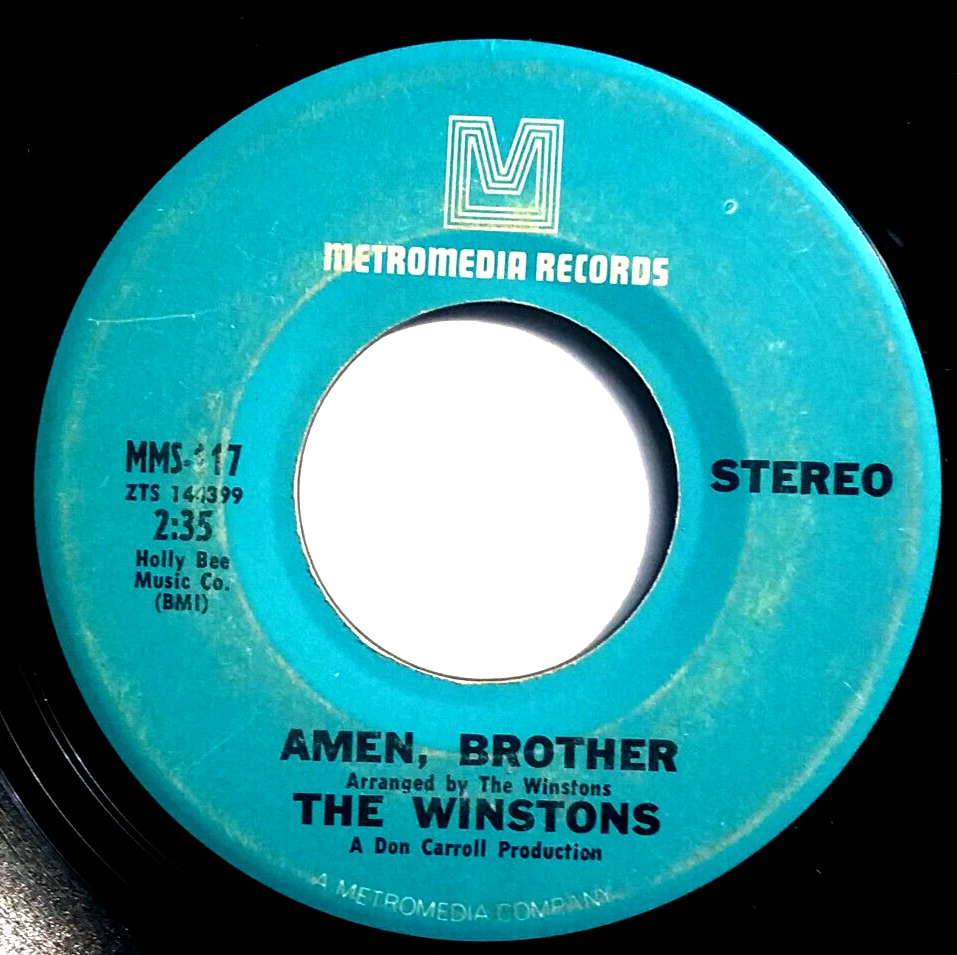 THE WINSTONS - Color Him Father / Amen Brother - Vinyl 45rpm 1969 MMS-117 RARE - Image 3 of 4