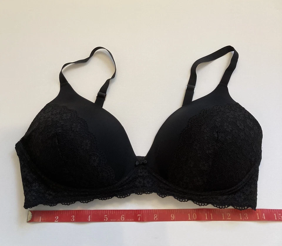 NWOT Isaac Mizrahi Size 38C Black Women’s Wireless Floral Lace Padded Bra - Image 4 of 4